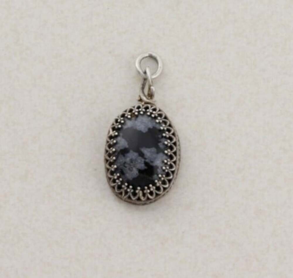 Pendant Only Sterling Silver Snowflake Obsidian Pendant 1 1/4" x 1/2"